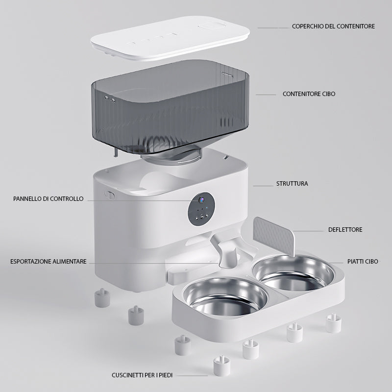 Model H Distributore doppia Ciotola Wi-Fi + Camera Litri 5