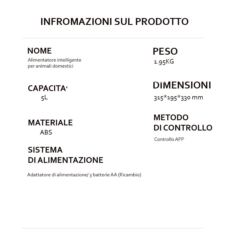 Model H Distributore doppia Ciotola Wi-Fi + Camera Litri 5