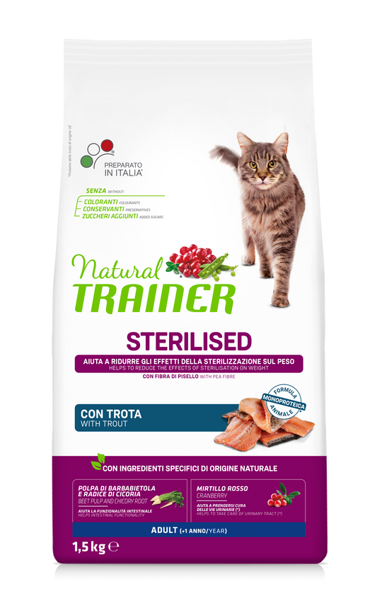 Trainer Natural Cat Sterilised Con Trota (+1) (Kg/Size:1,5)