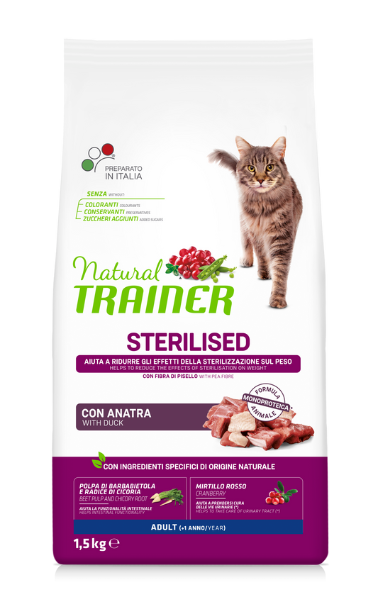 Trainer Natural Cat Sterilised Con Anatra (+1) (Kg/Size:1,5)