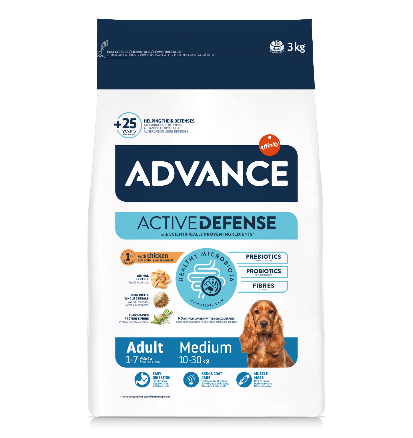 Advance Medium Adult con Pollo per Cani Adulti di Taglia Media (Kg/Size:3)