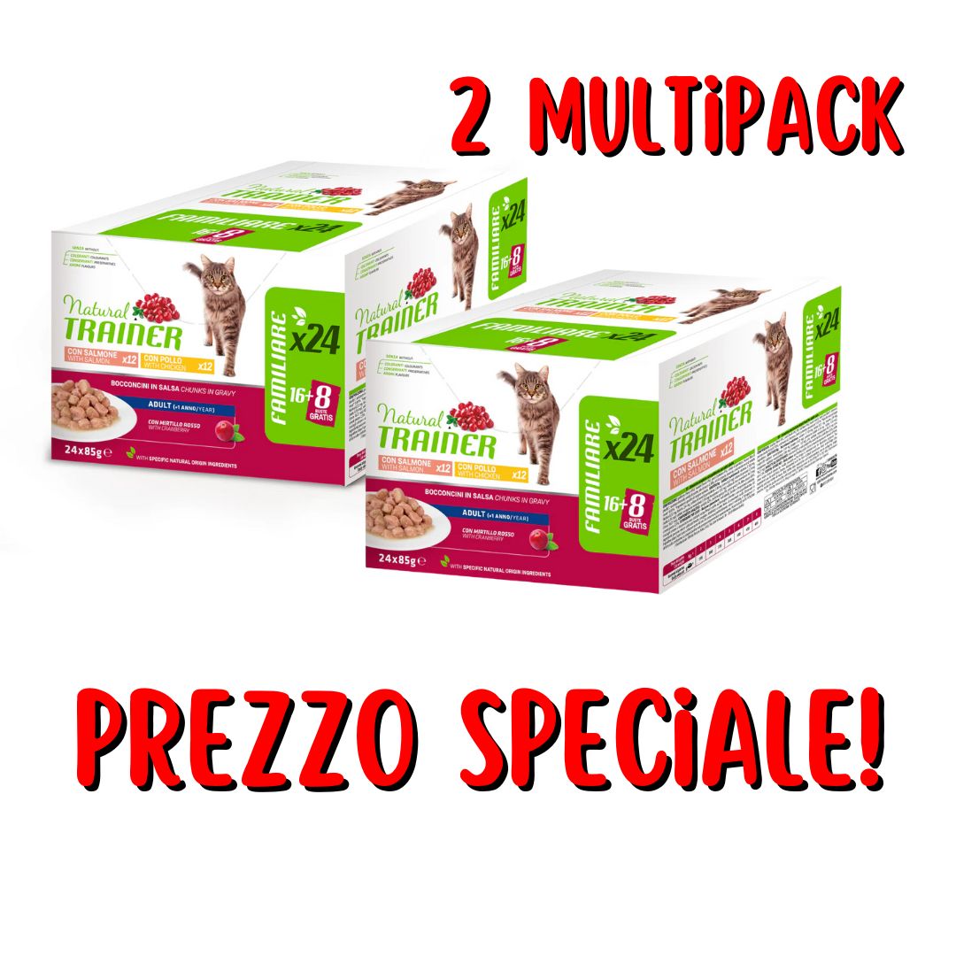 Trainer Natural - Adult - Multipack Pollo/Salmone - 24 +24 PROMO CONVENIENZA (Kg/Size:0,085)