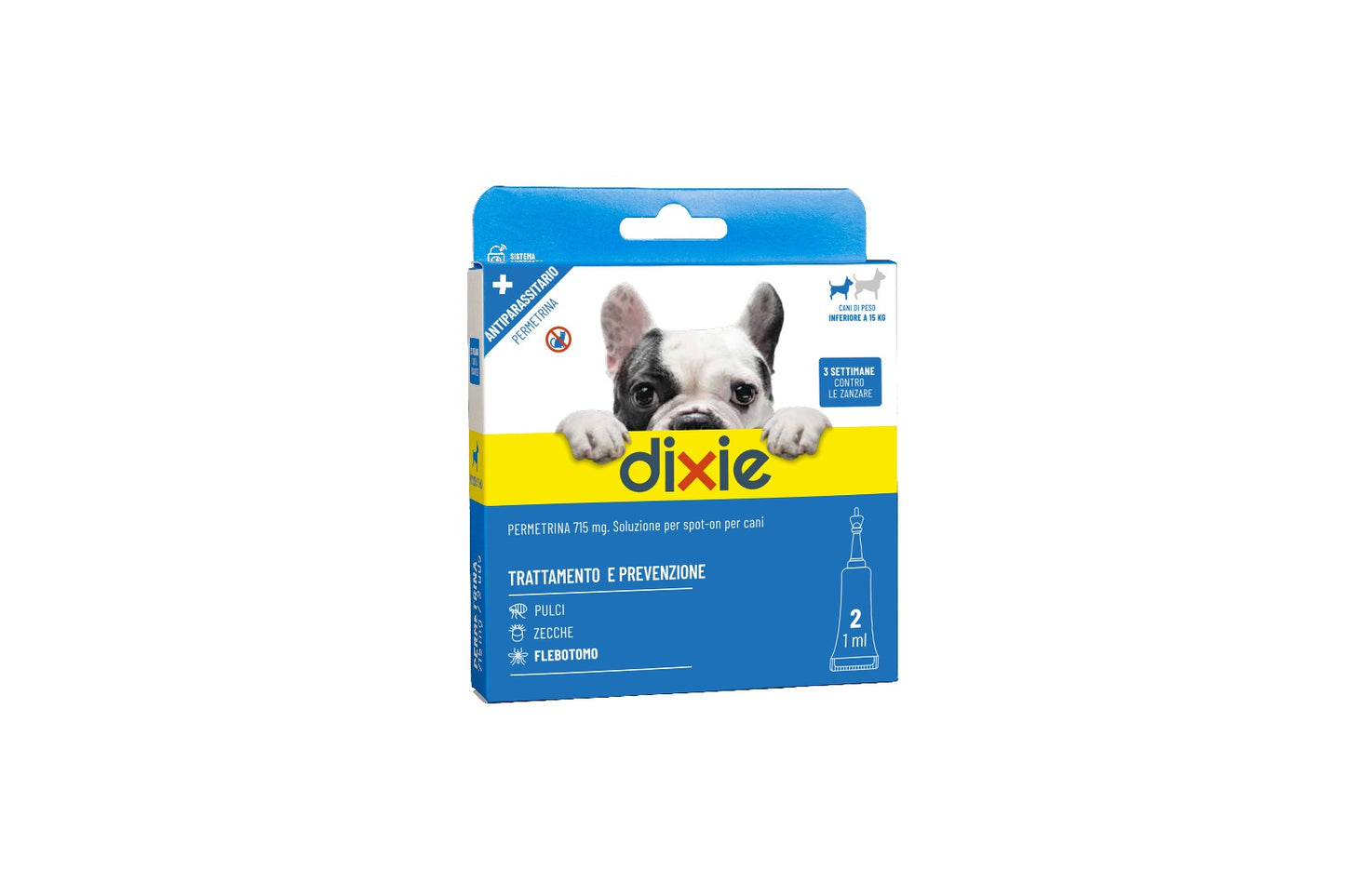 Dixie Permetrina Spot-on  Per Cani tg. piccola ml 1 n.2 pipette