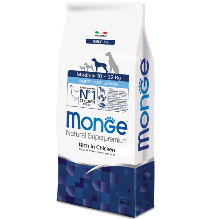 Monge Natural Superpremium Medium Puppy & Junior Ricco di Pollo (Kg/Size 12)