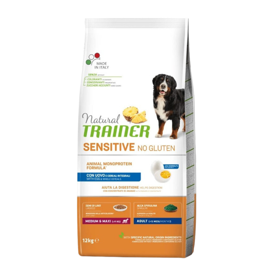 Natural Trainer Dog Adult Medium&Maxi Sensitive Gluten Free con Uovo (Kg/Size:12)