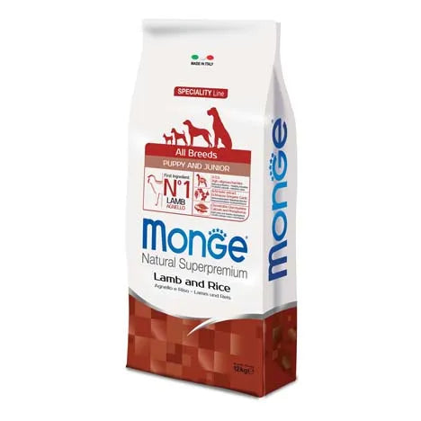 Monge All Breeds Puppy & Junior con Agnello e Riso (Kg/Size 12)